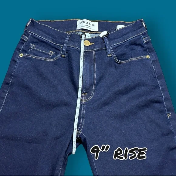 🎉HOST PICK!🎉NWT FRAME Le Bell Cropped Flare Jeans in Deep Indigo Blue. Size 26 - Picture 6 of 13